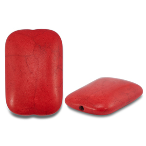 Beads Ceramic rectangle Red
