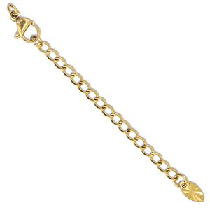 Stainless Steel findings extension chain set oval with lobster clasp Gold