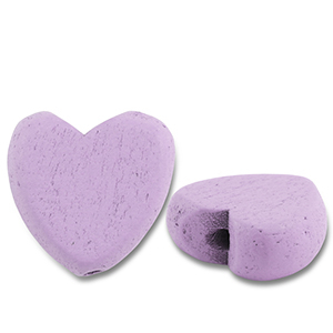 Wooden beads heart Light Purple