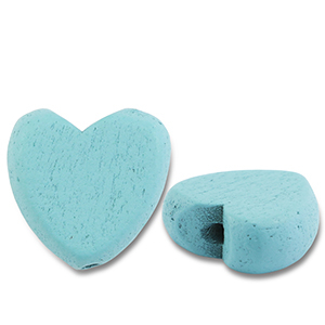 Wooden beads heart Light Blue