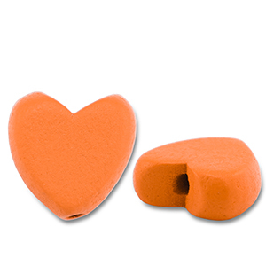 Wooden beads heart Orange