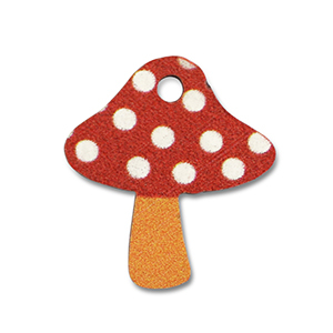 Wooden charm mushroom Red-White-Orange