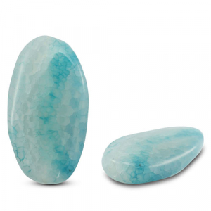 Natural stone beads Chalcedony & Agate oval crackled Transparent Light Blue
