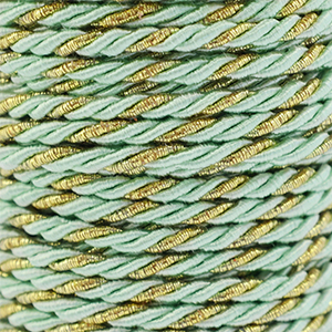 Trendy cord twisted 3mm Mint Green-Gold