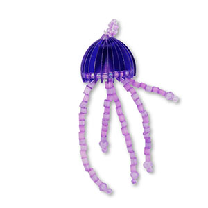 Glass seed beads charms jellyfish Blue-Purple-Transparent Purple Lined AB