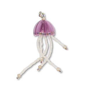 Glass seed beads charms jellyfish Lilac-Nude-Transparent AB