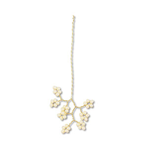 Glass seed beads charms flower Gold-Off White