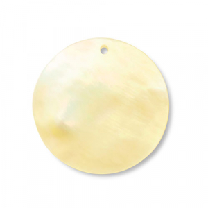 Shell pendants round White (natural colour)-Ochre Yellow