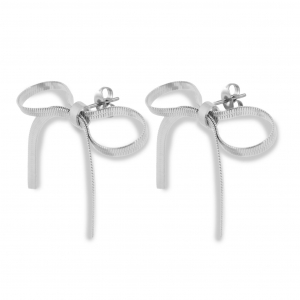 Stainless steel earrings / earpins bow Silver