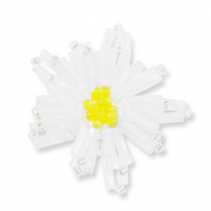Glass seed beads charms flower Transparent White-Transparent Yellow-White