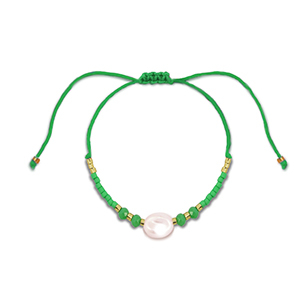 Trendy Anklets / Ankle bracelets mixed beads Green-White-Gold