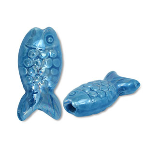 DQ greek ceramic beads fish Petrol Blue