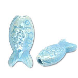 DQ greek ceramic beads fish Light Blue