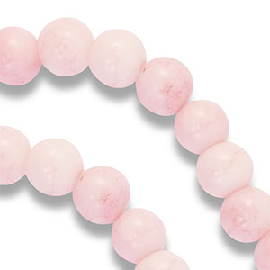 8 mm glass beads Misty Rose-White