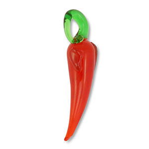 Glass charms chili pepper Red-Green