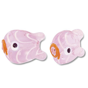 Hand-painted glass beads fish Pink-Orange