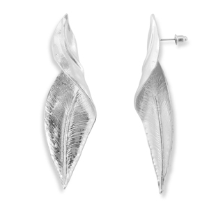 Trendy earrings leaf Silver