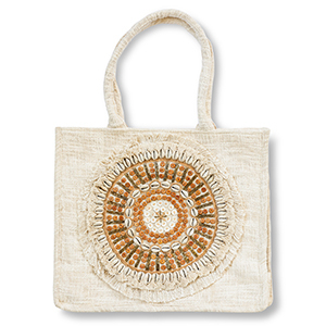 BY31&reg; Beach bag Off White-Brown-Gold