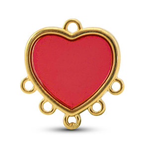 DQ European metal charms with 6 loops Red-Gold (Nickelfree)