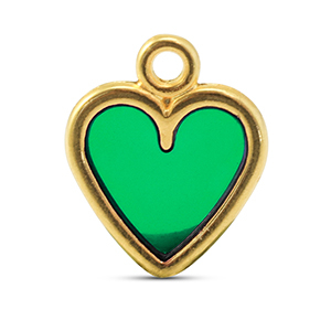 DQ European metal charms heart Green-Gold (Nickelfree)