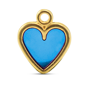 DQ European metal charms heart Blue-Gold (Nickelfree)