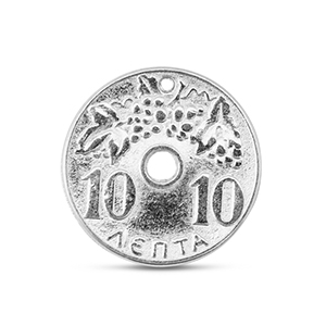 DQ European metal charms coin Antique Silver (Nickelfree)