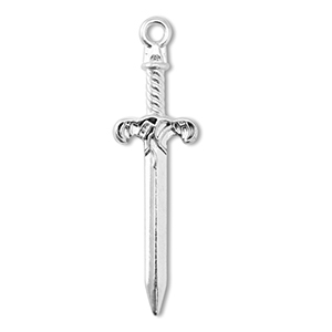 DQ European metal charms sword Antique Silver (Nickelfree)