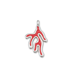 DQ European metal charms coral Red-Antique Silver (Nickelfree)