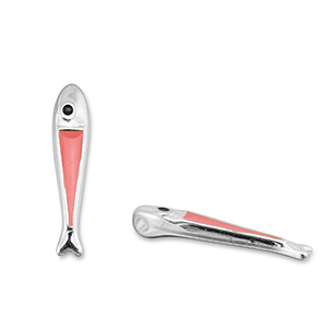 DQ European metal charms fish Coral Red-Antique Silver (Nickelfree)