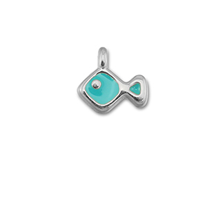 DQ European metal charms fish Turquoise Blue-Antique Silver (Nickelfree)