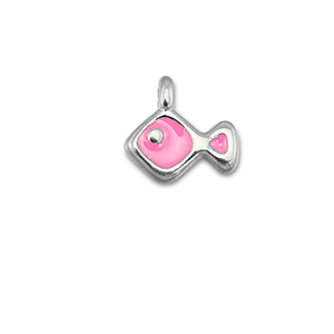 DQ European metal charms fish Magenta Pink-Antique Silver (Nickelfree)