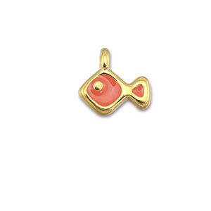 DQ European metal charms fish Coral Red-Gold (Nickelfree)
