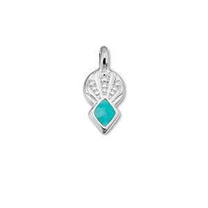 DQ European metal charms rhombus Turquoise Blue-Antique Silver (Nickelfree)