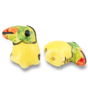Beads ceramic toucan Yellow-Green-Orange