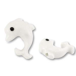 Beads ceramic dolphin White