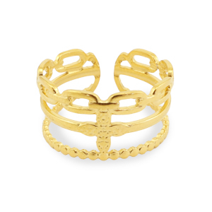 Stainless steel rings flower Gold