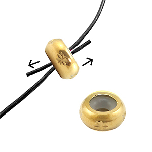 Stainless steel findings smart stopper bead with motif 7mm Gold