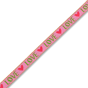 BY31&reg; Ribbon text "Love" Dark Pink-Green-Red-Gold
