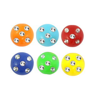 Acrylic beads with rhinestone-look Multicolour-Silver