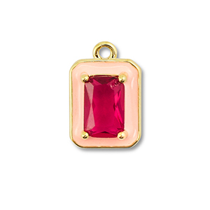Brass TQ metal charms rectangle Gold-Cream Pink-Berry Wine Red