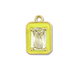 Brass TQ metal charms rectangle Gold-Neon Yellow-Light Yellow