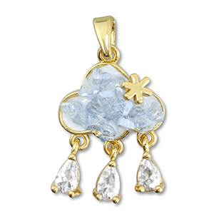 Eco-brass&reg; metal charms zirconia cloud Gold-Light Grey