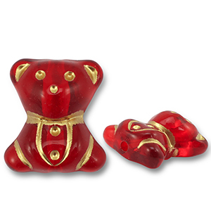 Acrylic beads bear Red-Gold