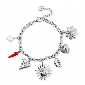 Stainless steel bracelets with charms summer Silver-Red-White