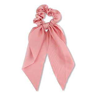 Scrunchie hair tie  with ribbon Coral Pink