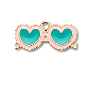 Metal charms enamel sunglasses heart Gold-Turquoise Blue-Light Pink