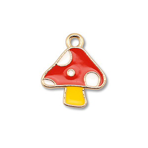 Metal charms enamel mushroom Gold-Red-Yellow