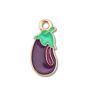 Metal charms enamel eggplant Gold-Dark Purple-Green