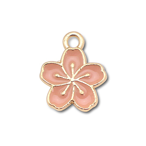 Metal charms enamel flower Gold-Vintage Pink