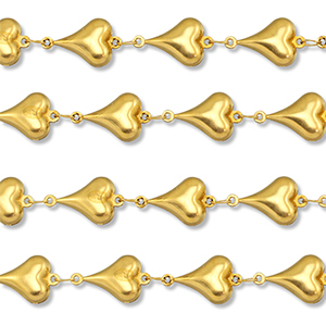 Stainless steel findings belcher chain heart Gold